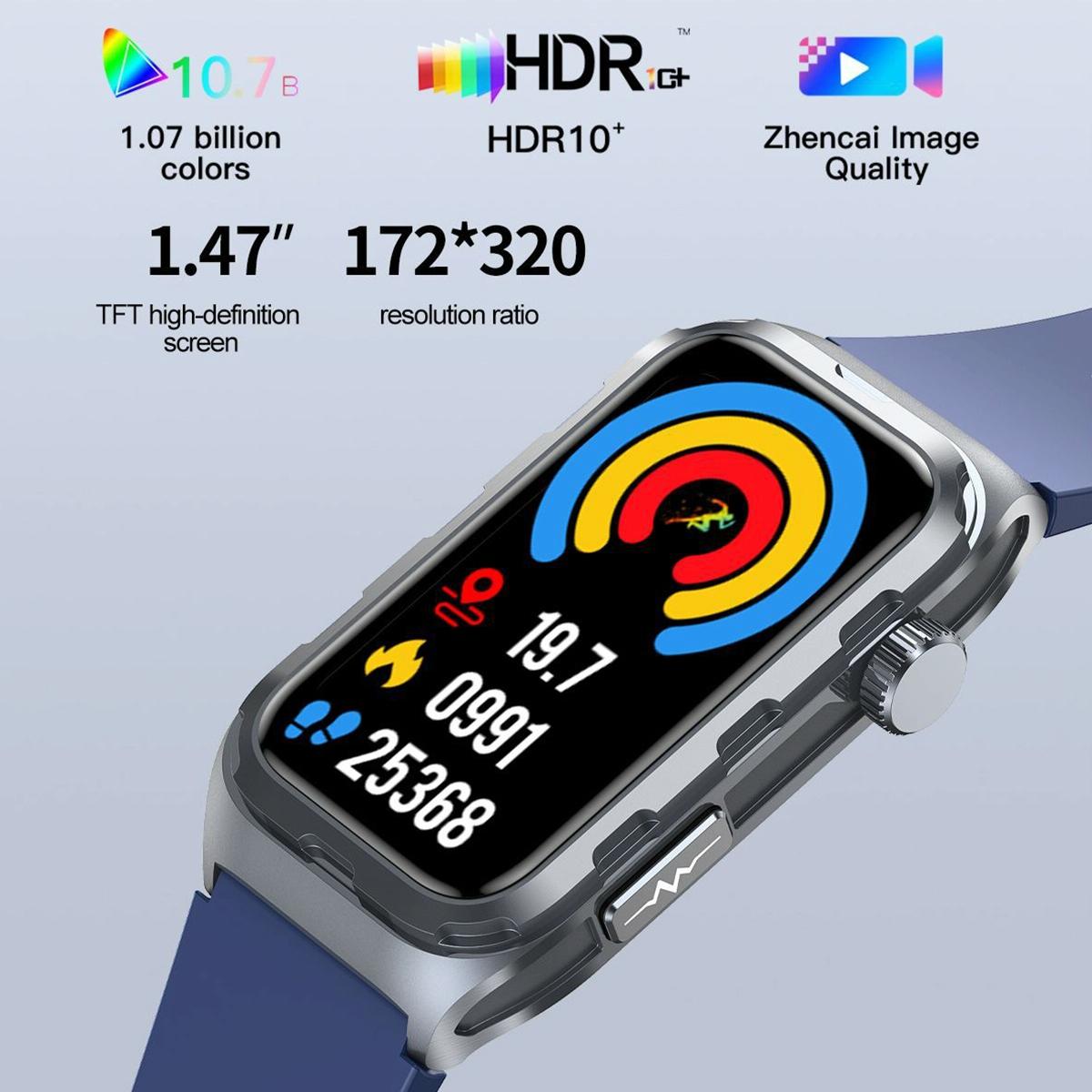 Waterproof Ecg Smart Watch For Health Monitoring - Ip68 - Blue 13