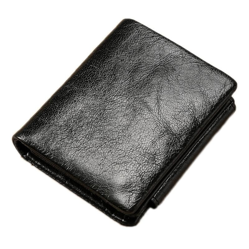 Men Rfid Leather Tri-fold Wallet - Genuine Leather - Brown