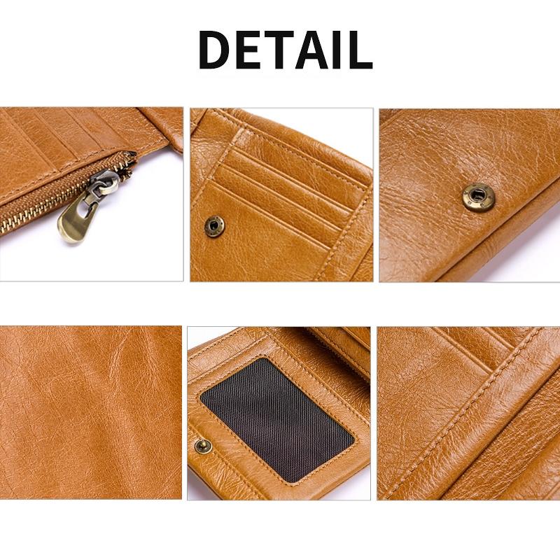 Men Rfid Leather Tri-fold Wallet - Genuine Leather - Brown 5