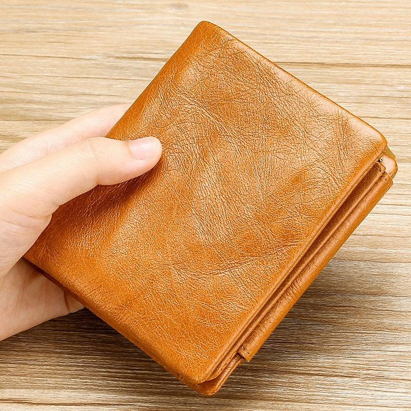 Men Rfid Leather Tri-fold Wallet - Genuine Leather - Brown 7