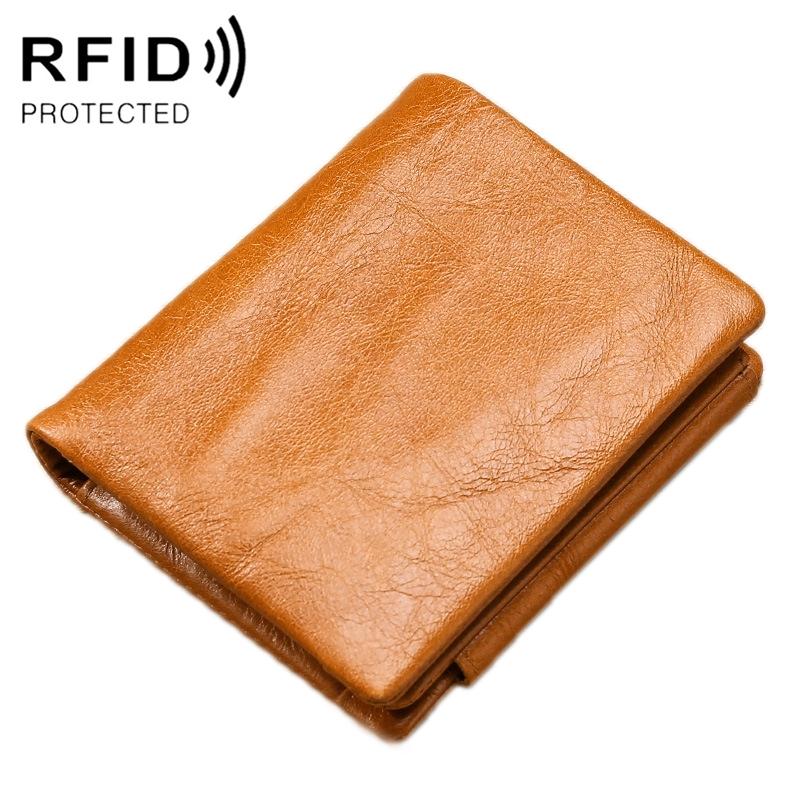 Men Rfid Leather Tri-fold Wallet - Genuine Leather - Brown 8