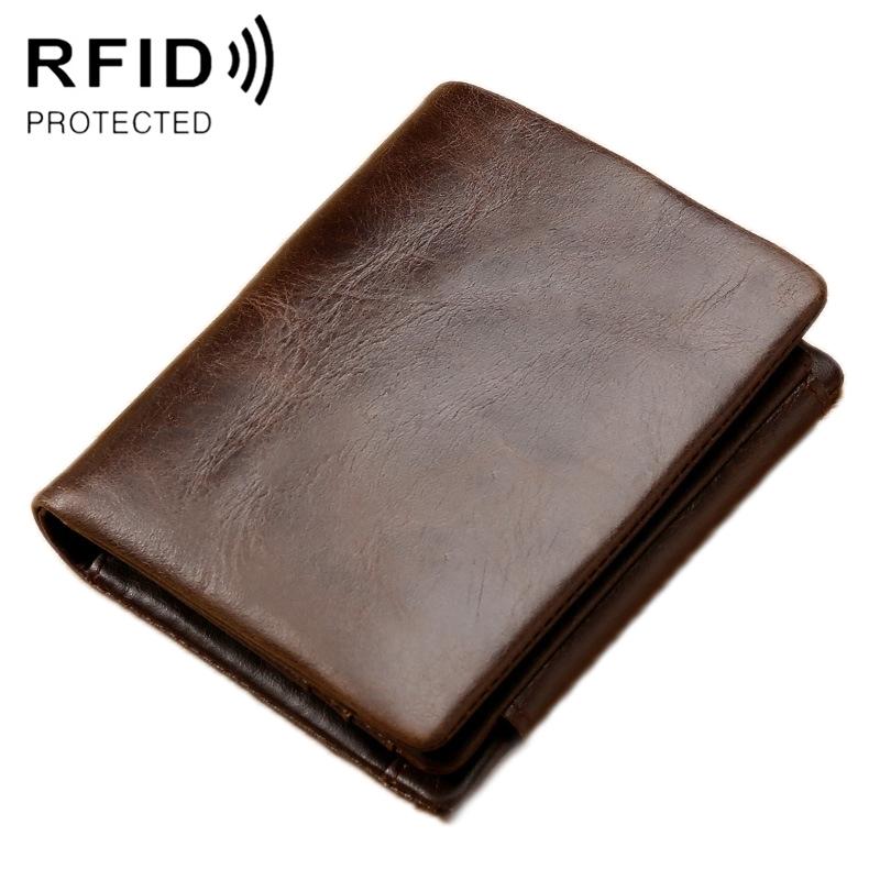 Men Rfid Leather Tri-fold Wallet - Genuine Leather - Brown 9