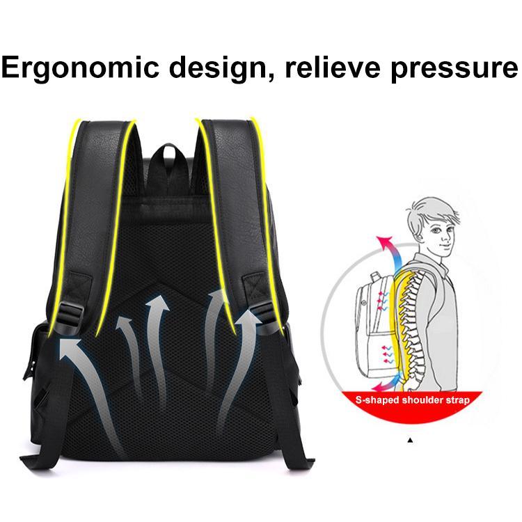 Large Capacity Pu Leather Laptop Backpack For Travel & School - Dark Brown 8