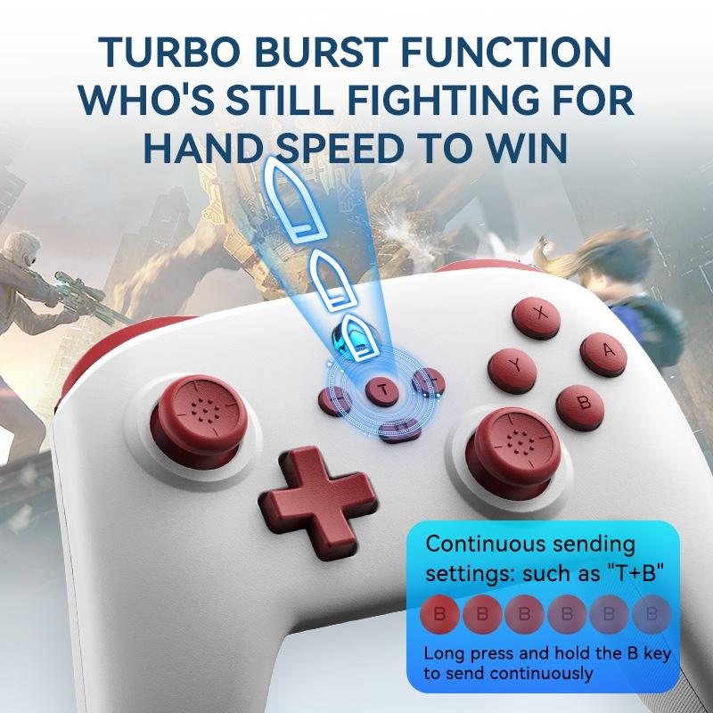 Vibration Gamepad for Switch / Android / Apple / Pc - Tooth Design - Pink 13