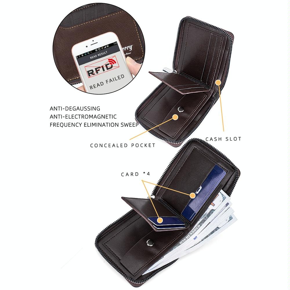 Secure Rfid Blocking Short Wallet - Anti-theft - Light Brown 4