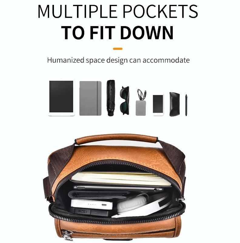 Small Retro Pu Shoulder Bag For Men Commuter Messenger Satchel - Dark Brown 6