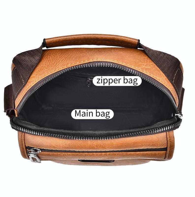 Small Retro Pu Shoulder Bag For Men Commuter Messenger Satchel - Dark Brown 7