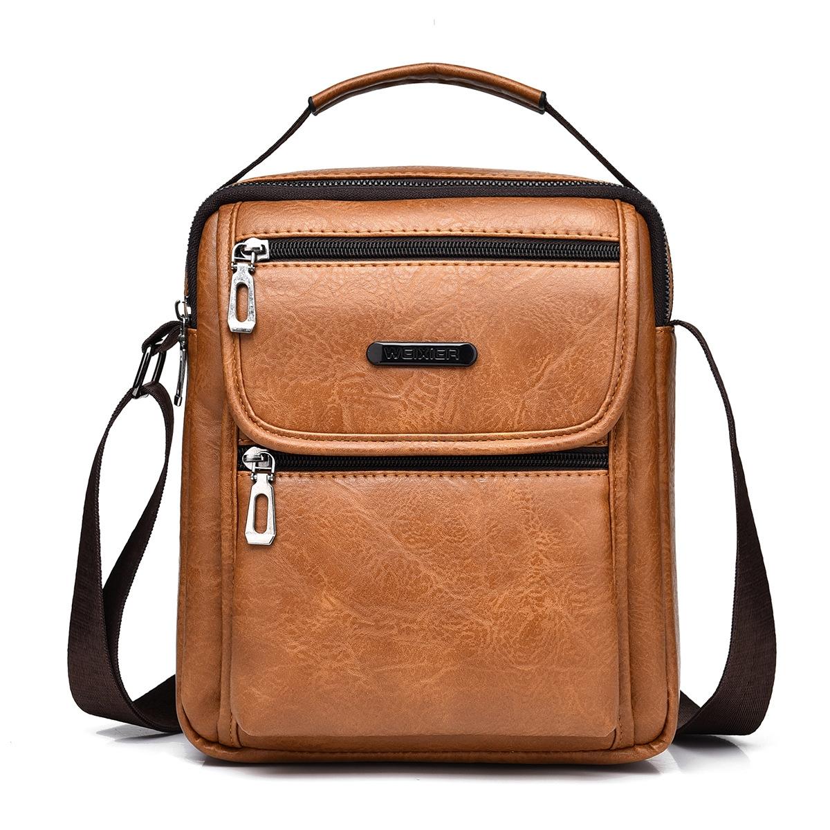Small Retro Pu Shoulder Bag For Men Commuter Messenger Satchel - Dark Brown 12