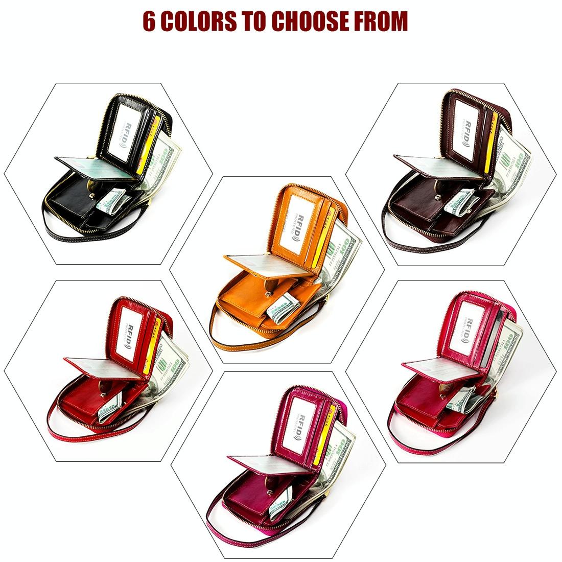 Rfid Leather Wallet with Lanyard - Multi-functional - Wine Red 4
