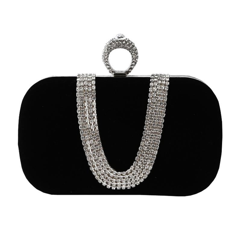 Embellished u Shape Evening Clutch for Ladies - Banquet Ready - Sapphire Blue 10