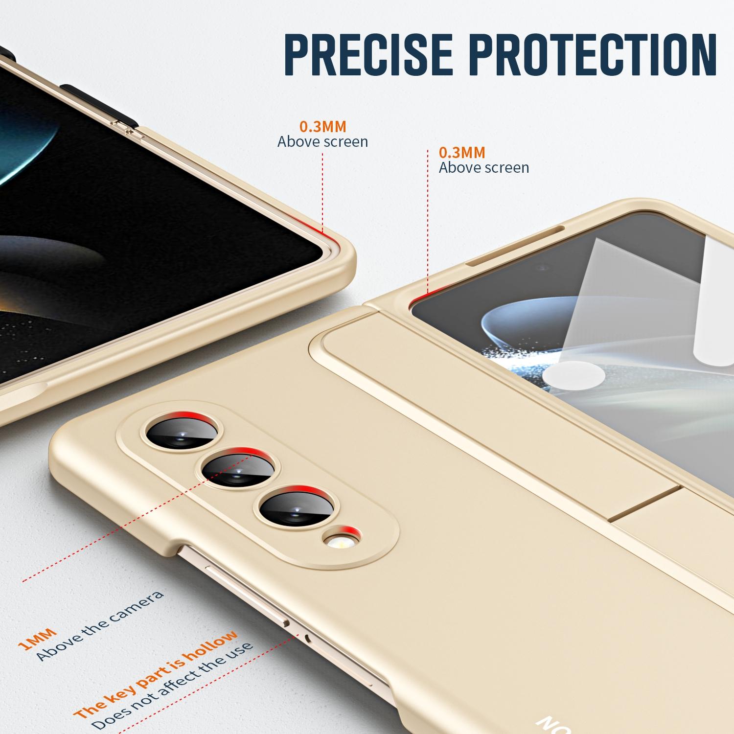 For Samsung Galaxy z Fold4 5G Samsung Galaxy z Fold4 2-in-1 Detachable Folding Case with Holder & Pen Slot - Beige 10