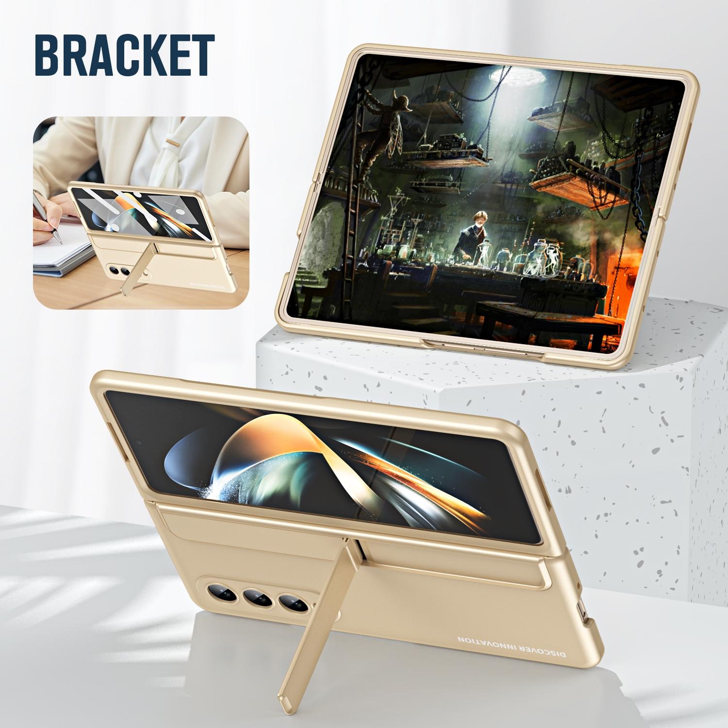 For Samsung Galaxy z Fold4 5G Samsung Galaxy z Fold4 2-in-1 Detachable Folding Case with Holder & Pen Slot - Beige 11