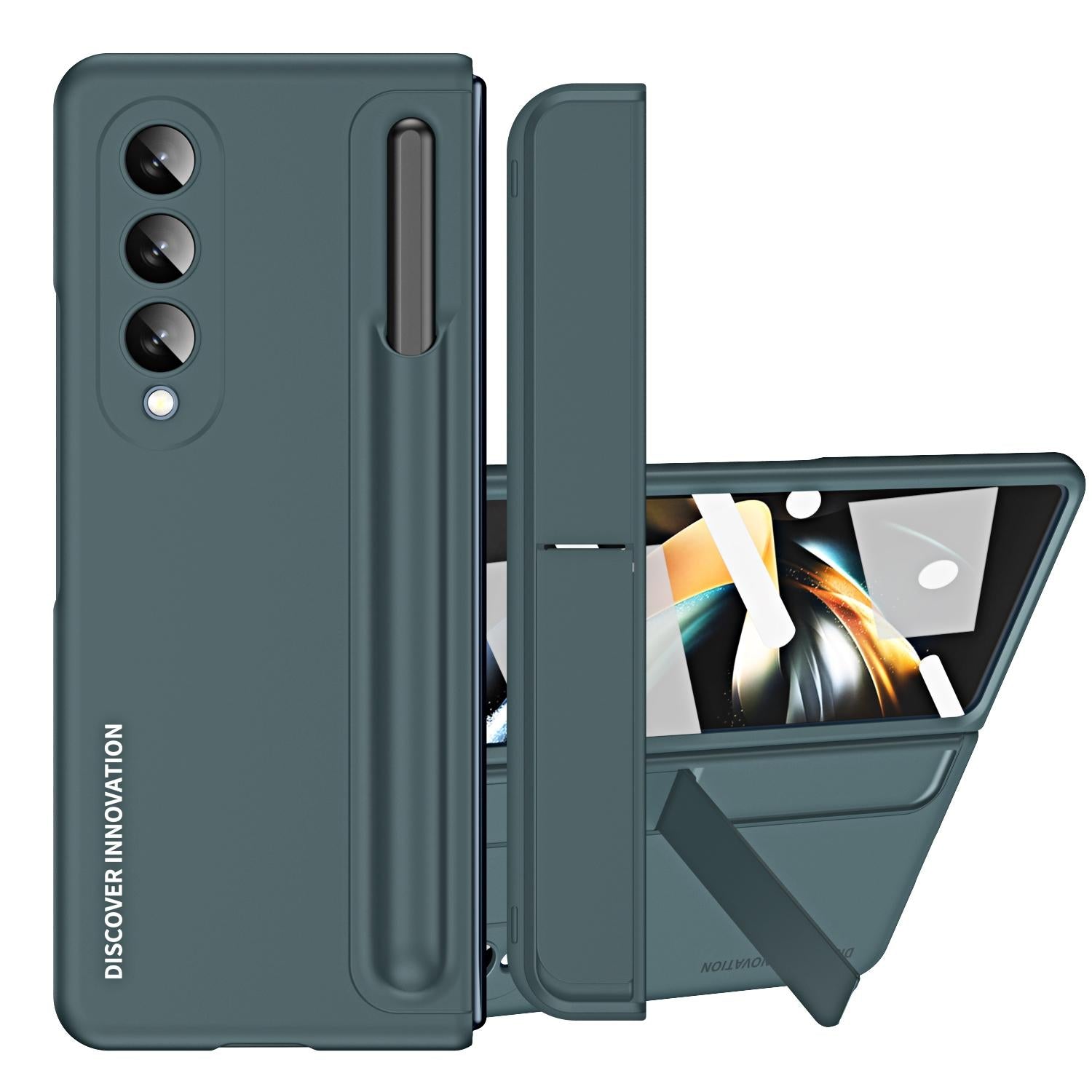For Samsung Galaxy z Fold4 5G Samsung Galaxy z Fold4 2-in-1 Detachable Folding Case with Holder & Pen Slot - Beige 15