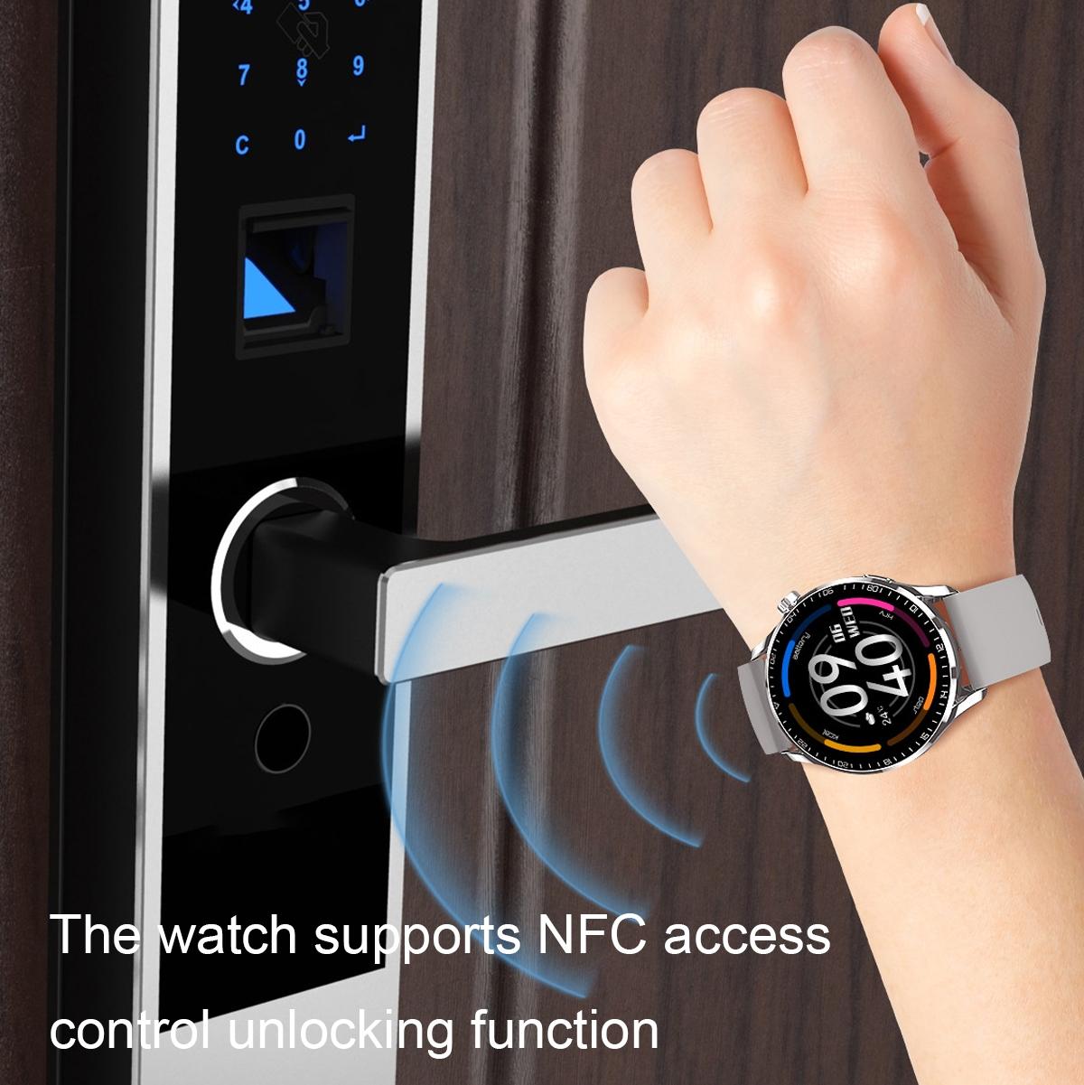1.32 Inch Heart Rate Detection Smart Watch - Black + Leather 8