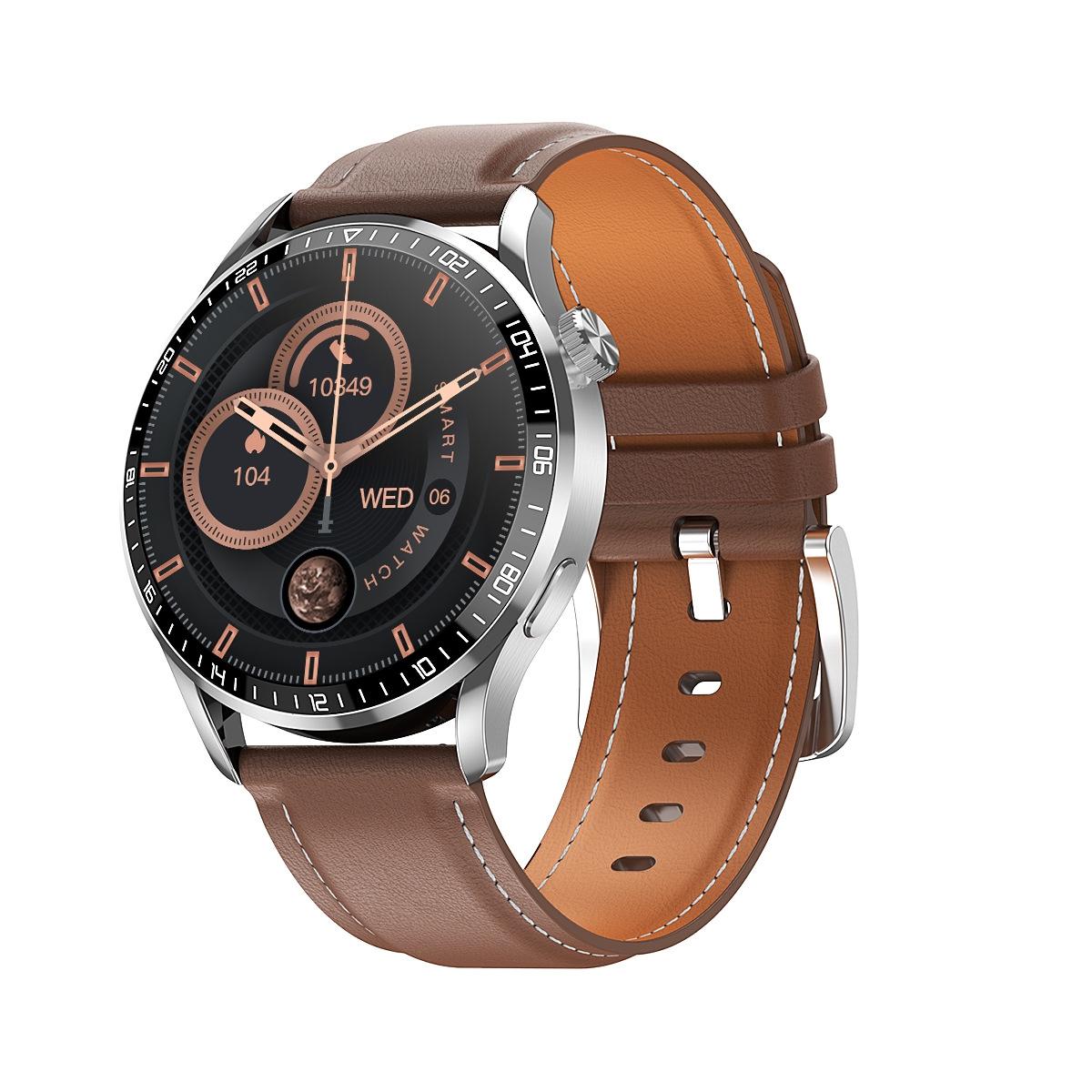 1.32 Inch Heart Rate Detection Smart Watch - Black + Leather 11
