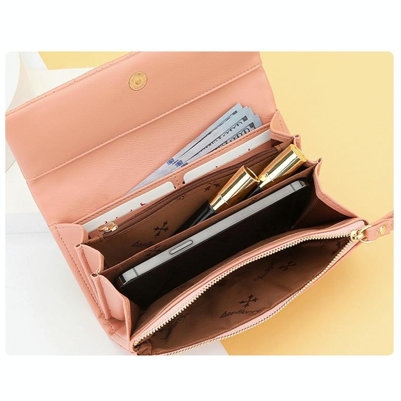 Large Capacity Magnetic Clutch Wallet for Women - Maroon Red 7
