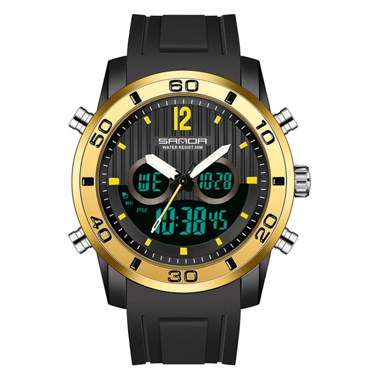 Men Outdoor Sports Shockproof Electronic Watch with Dual Digital Display and Luminous Feature - Black Blue 7