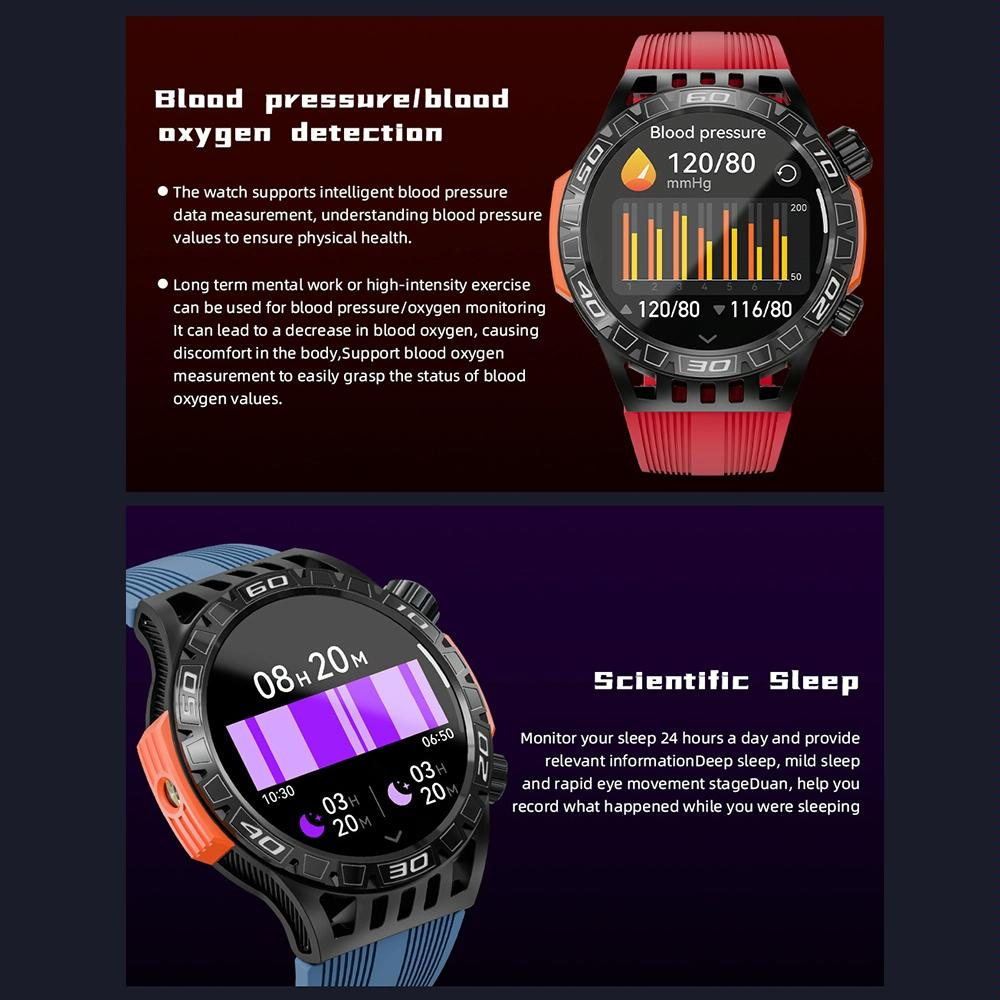 1.46 Inch Ip68 Waterproof Sos Flashlight Bluetooth Smart Watch - Blue 6