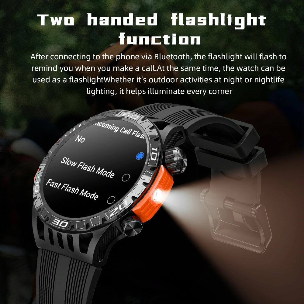 1.46 Inch Ip68 Waterproof Sos Flashlight Bluetooth Smart Watch - Blue 10