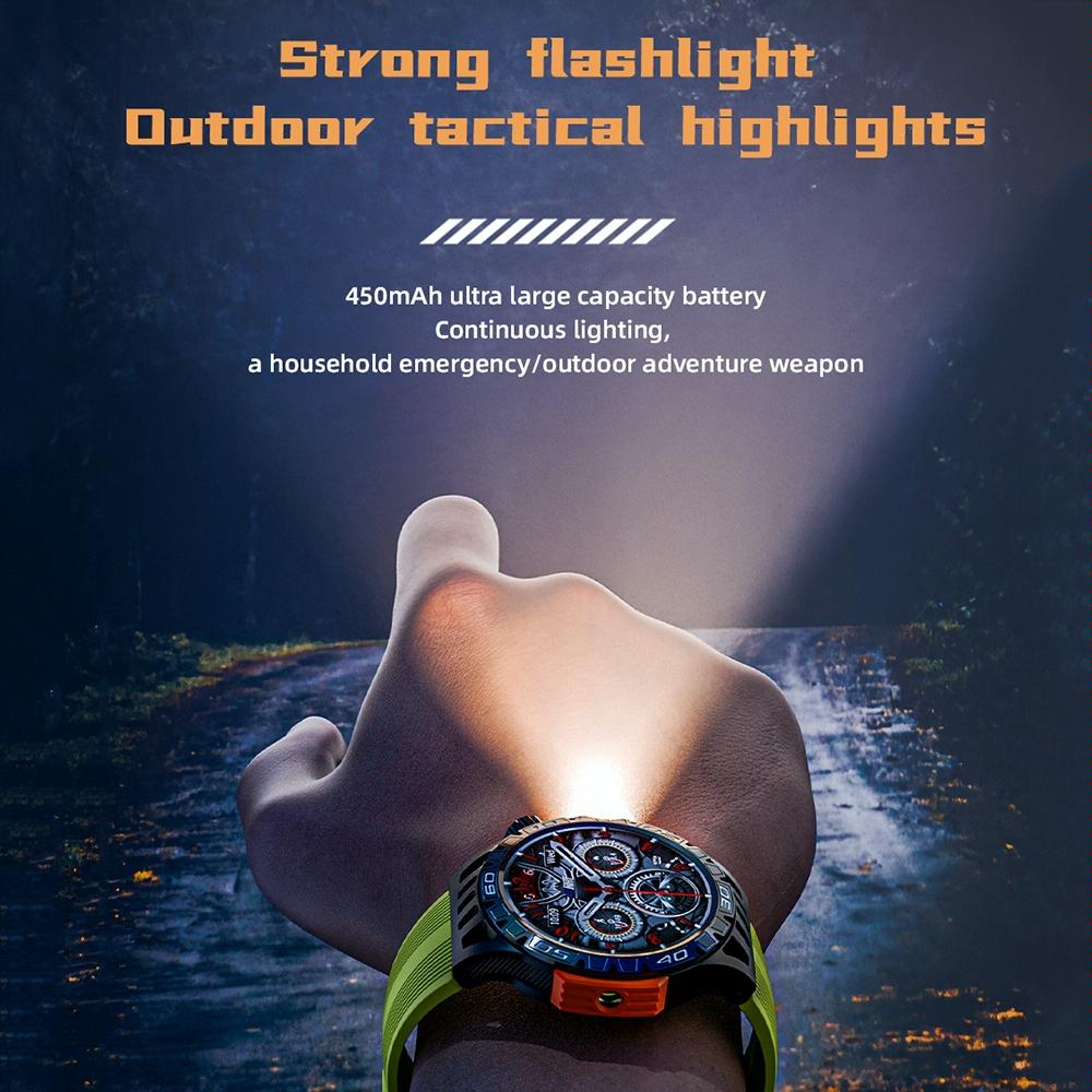 1.46 Inch Ip68 Waterproof Sos Flashlight Bluetooth Smart Watch - Blue 15