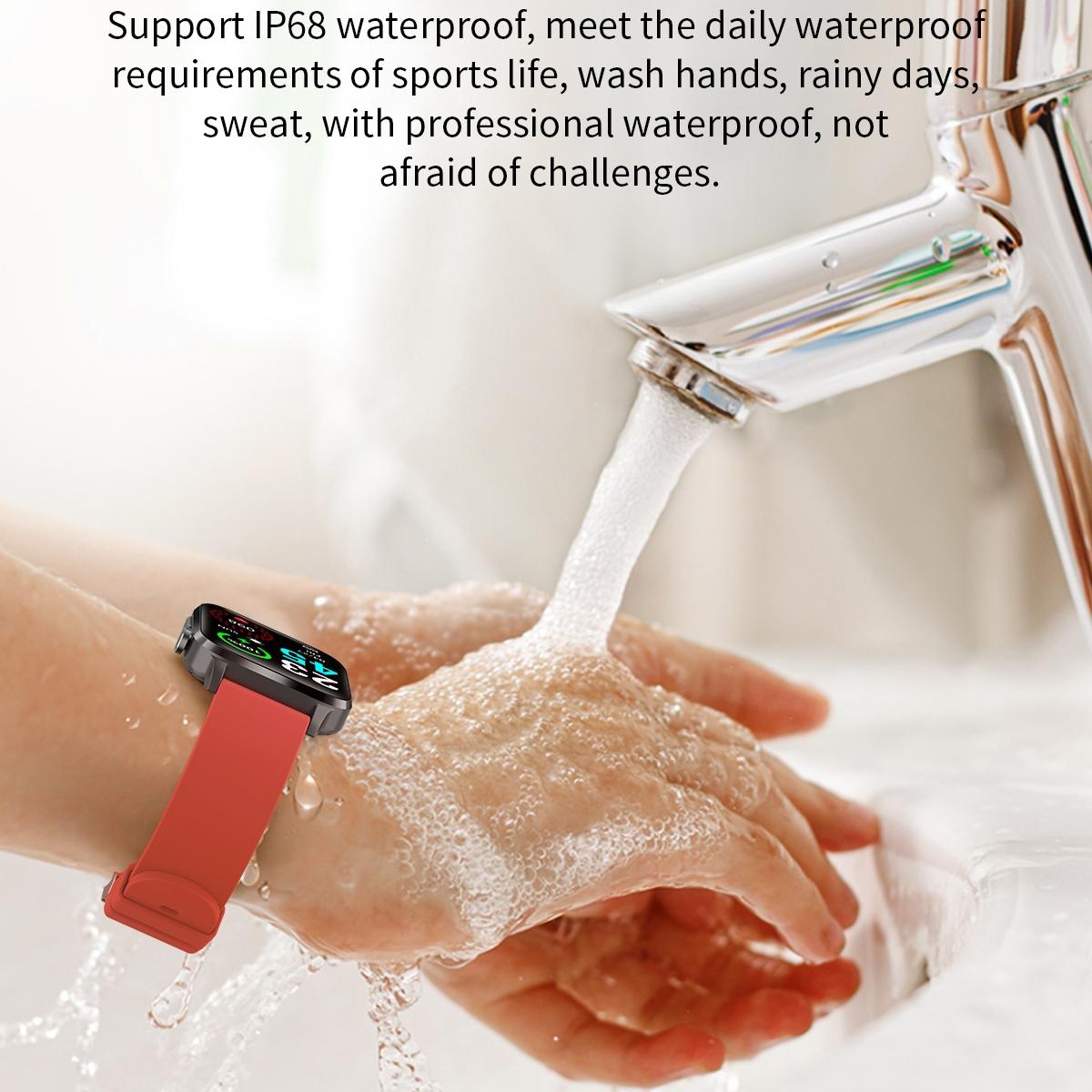 1.7 Inch Hd Square Screen Tpu Strap Smart Watch Supports Body Temperature Monitoring / Blood Oxygen Monitoring - Blue 11