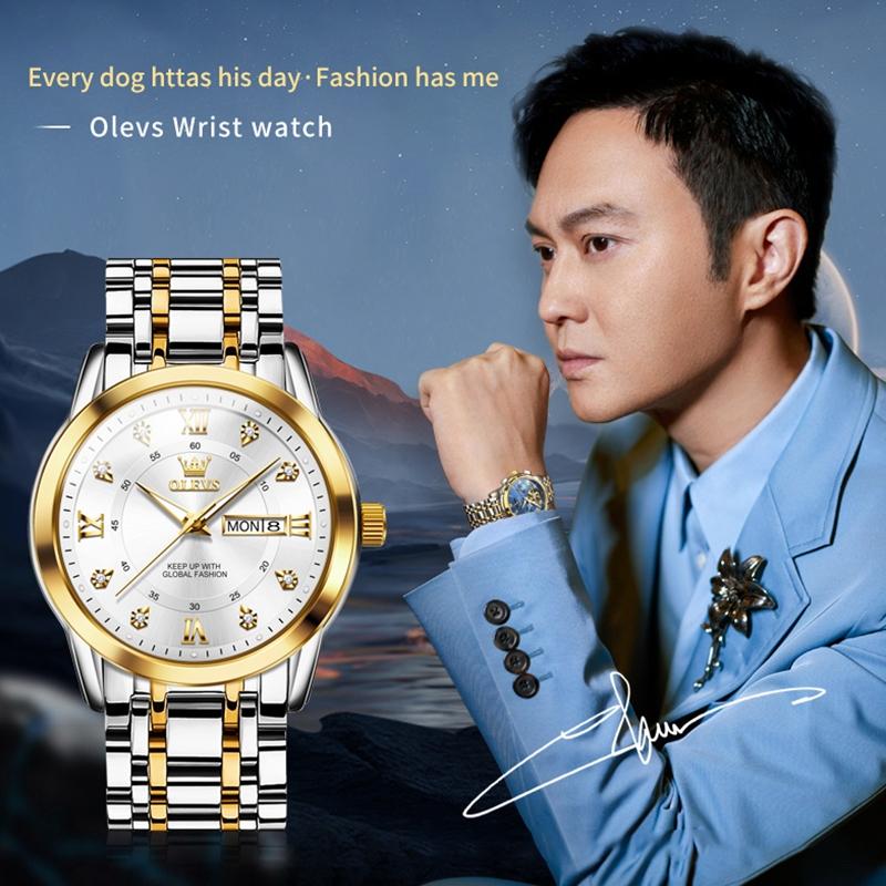 Waterproof Luminous Quartz Watch for Men - Business Style - White + Gold 4