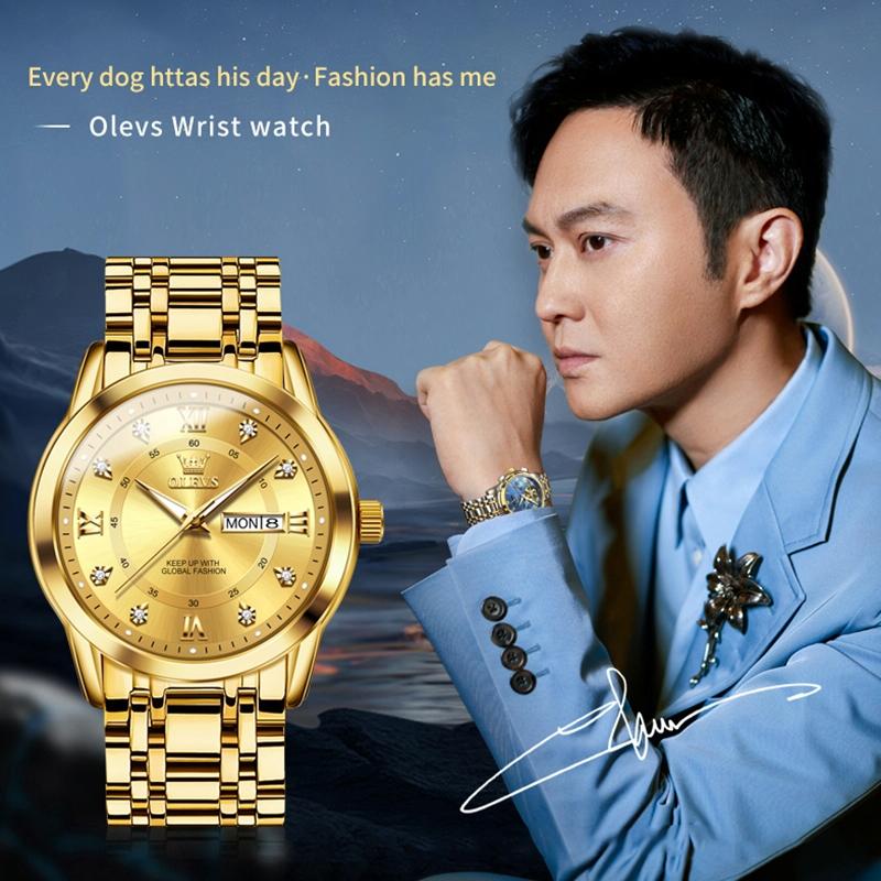 Waterproof Luminous Quartz Watch for Men - Business Style - White + Gold 9
