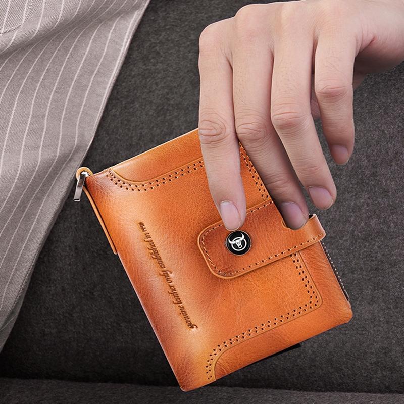 Rfid-protected Cowhide Wallet - Secure & Stylish - Yellow 9