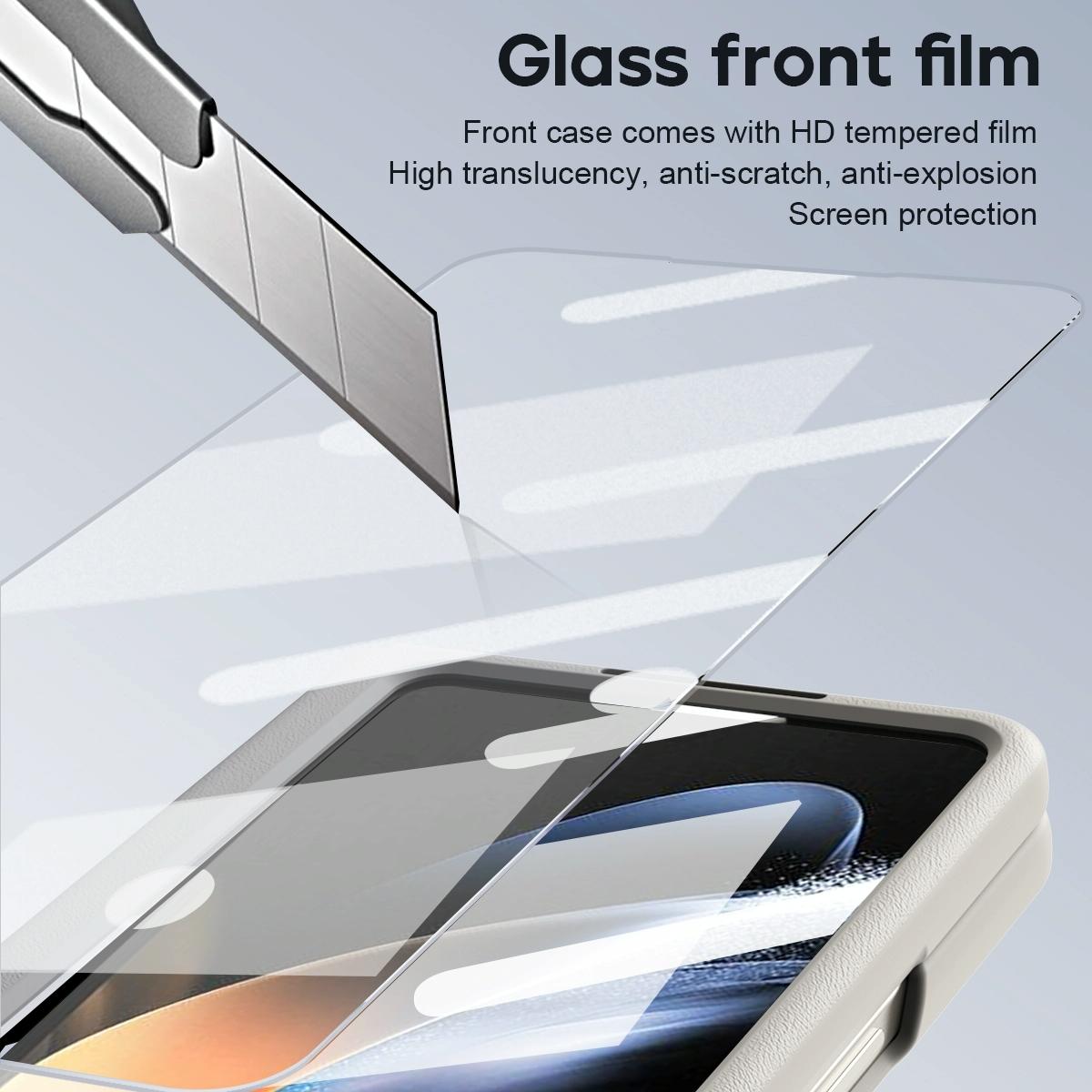 For Samsung Galaxy Z Fold4 5G Phone Case With Pen Slots - Full Coverage - White 6