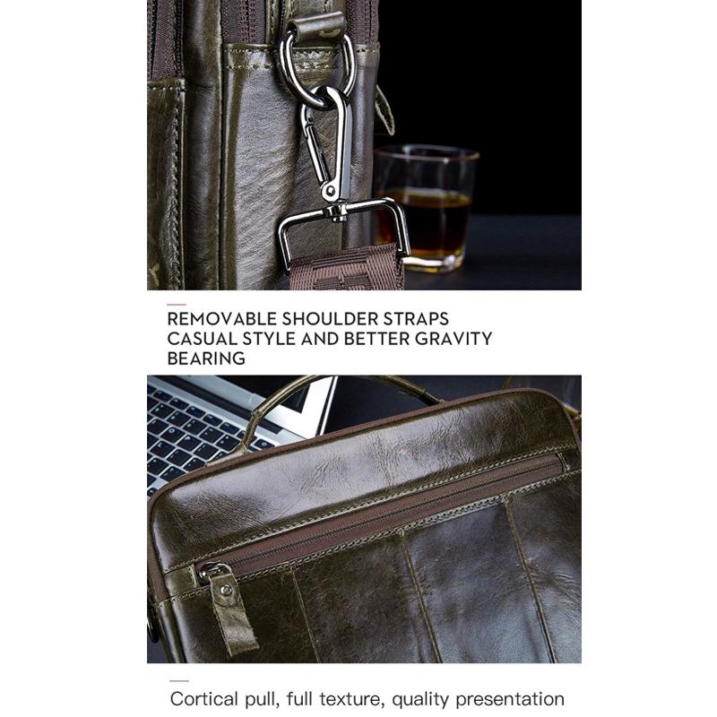 Retro Leather Men Shoulder Bag - Beige 7