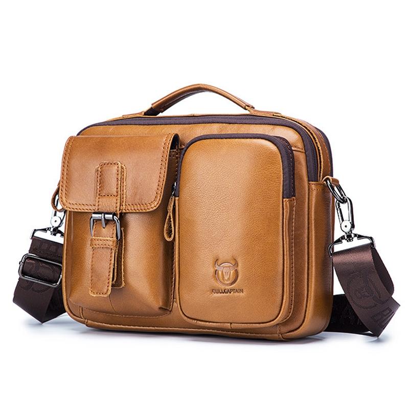 Retro Leather Men Shoulder Bag - Beige 10