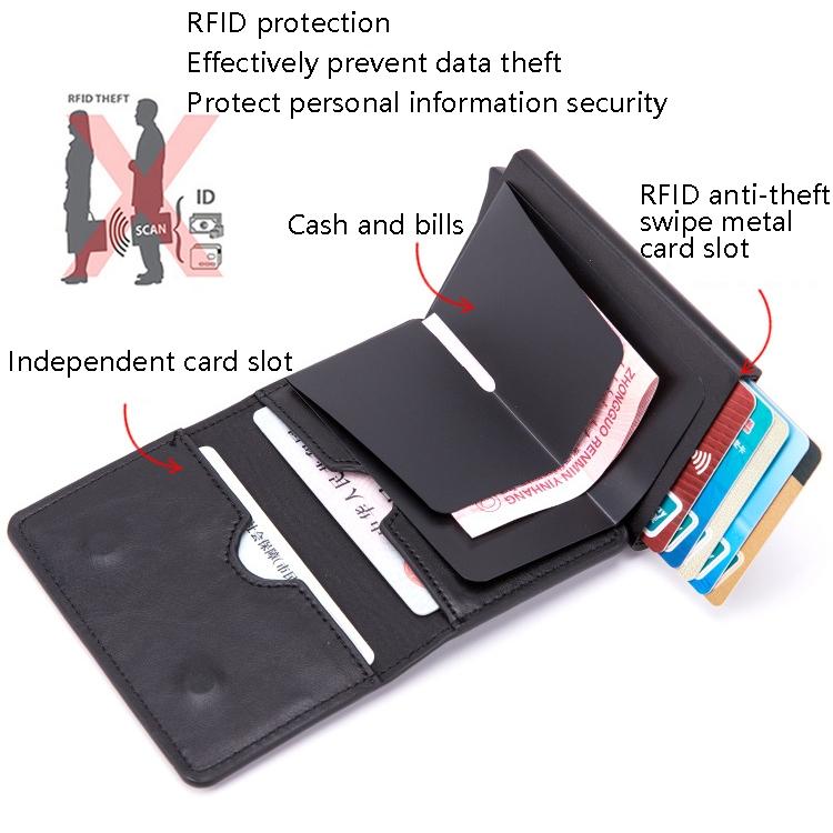 Stainless Steel Rfid Credit Card Holder - Compact Design - Carbon Fiber Black 5