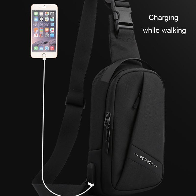 Oxford Cloth Chest Bag Shoulder Messenger - Navy 4