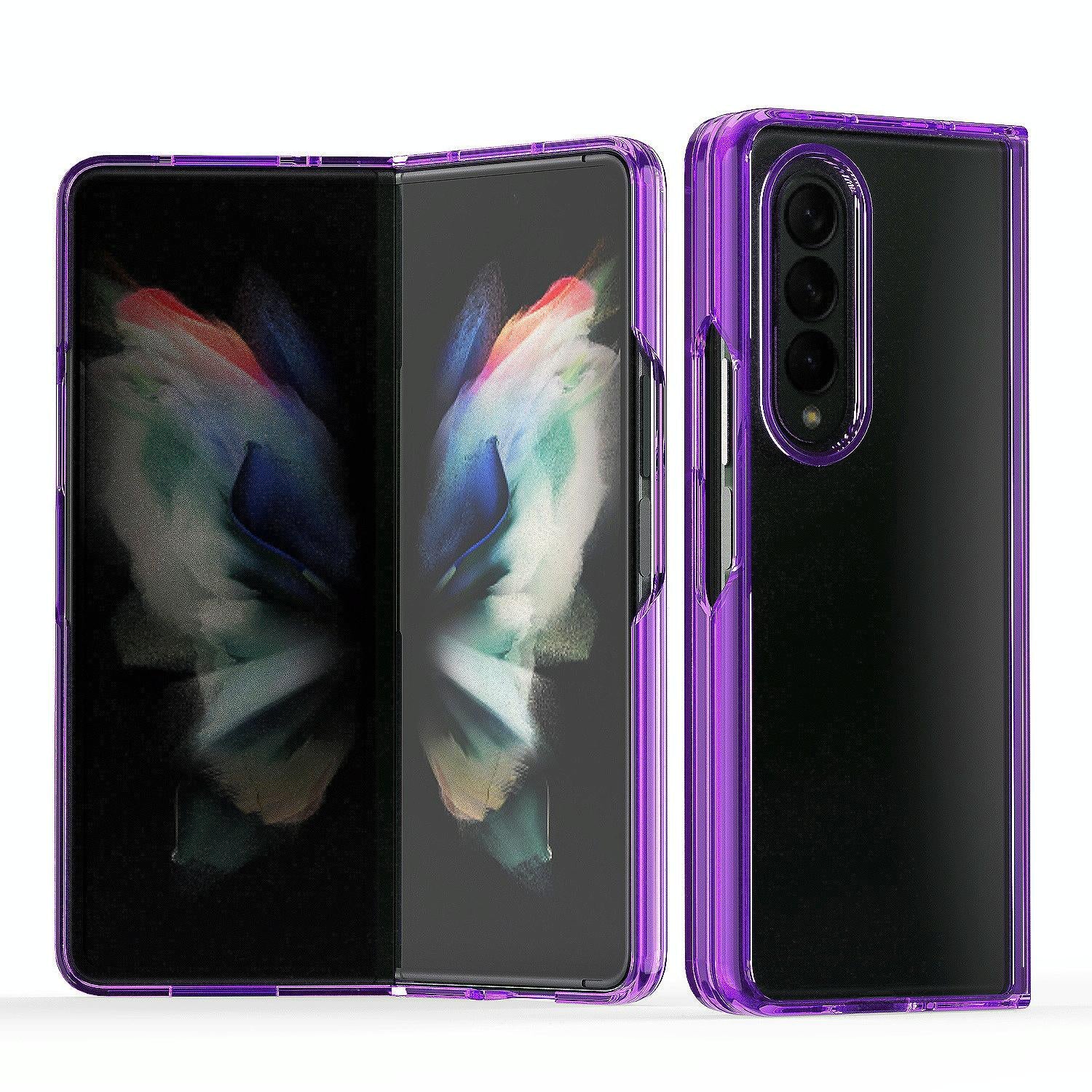 For Samsung Galaxy Z Fold4 5G Clear Acrylic Tpu Phone Case - Purple 9
