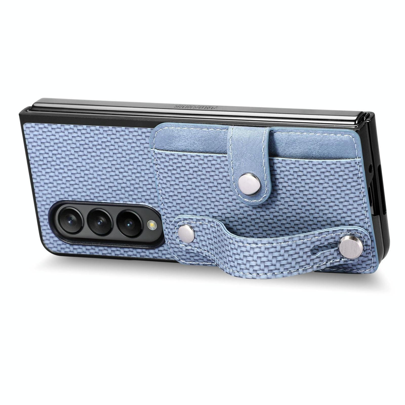 For Samsung Galaxy Z Fold4 5G Wristband Phone Case - Brown 4