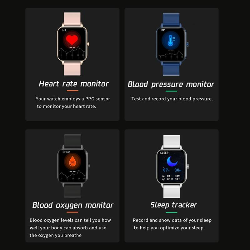 1.69 Inch Ips Touch Screen Ip68 Waterproof Smart Watch Support Sleep Monitoring / Heart Rate Monitoring / Bluetooth Call / Body Temperature Monitoring - Blue 6