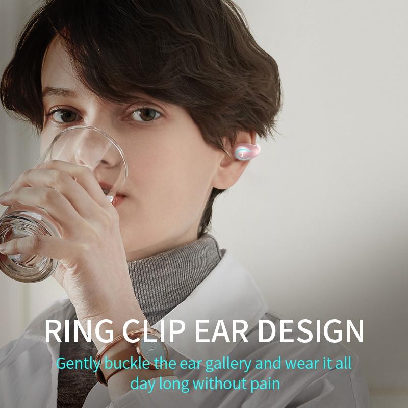 Ultra-light Wireless Earphone with Mic - Bluetooth 5.0 - Ear Clip - Stereo - Black 6