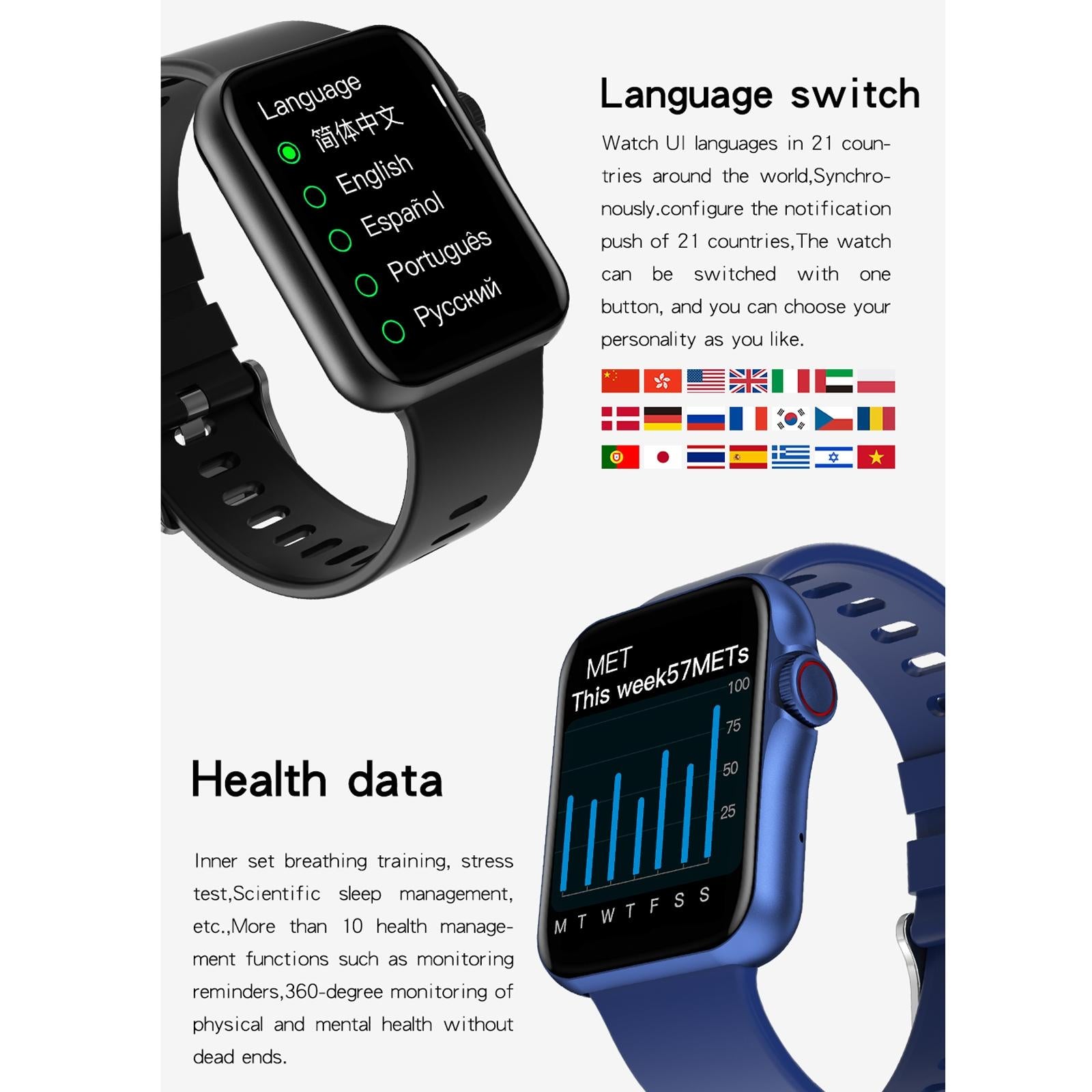 1.6 Inch Waterproof Smart Watch With Ips Colour Screen Sport Sleep Heart Rate Monitoring - Grey 7