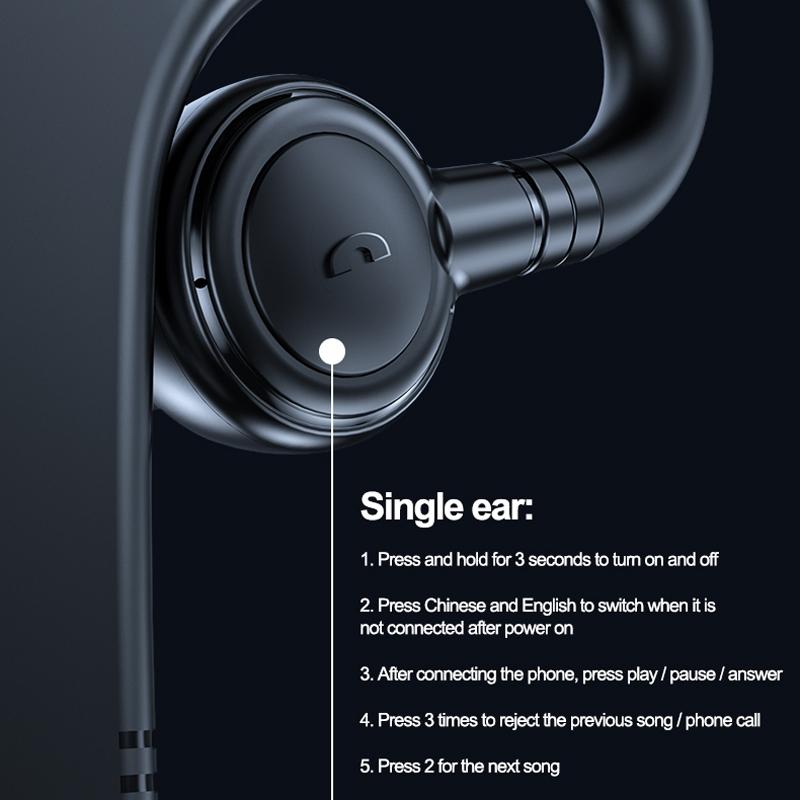 Bluetooth V5.2 Single Earhook Business Headset - M99 - Black + Red 6