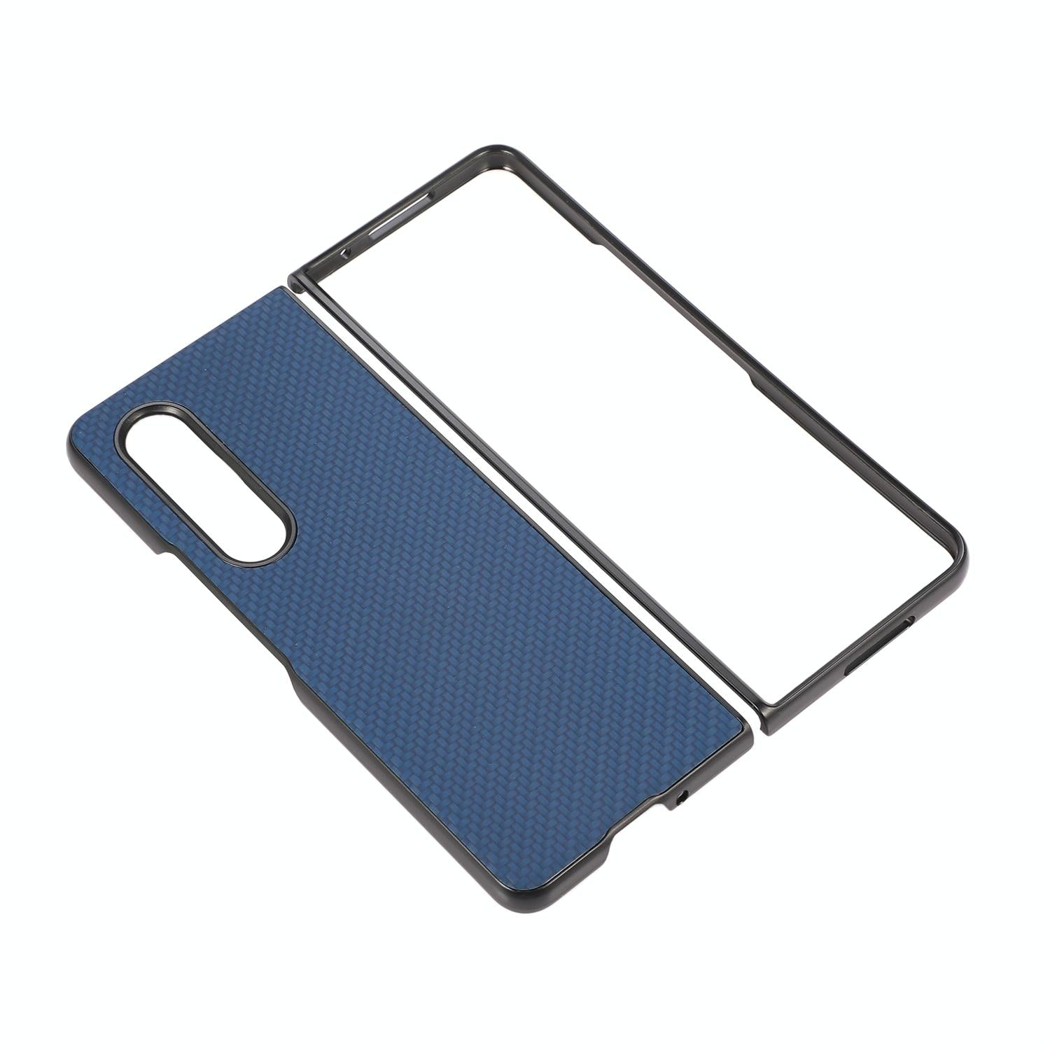 For Samsung Galaxy z Fold4 5G Carbon Fiber Texture Leather Phone Case - Pu Material - Blue 3