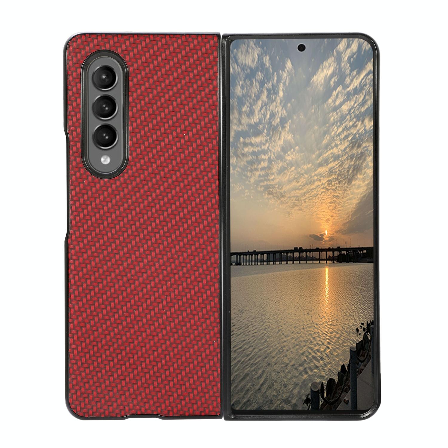 For Samsung Galaxy z Fold4 5G Carbon Fiber Texture Leather Phone Case - Pu Material - Blue 8