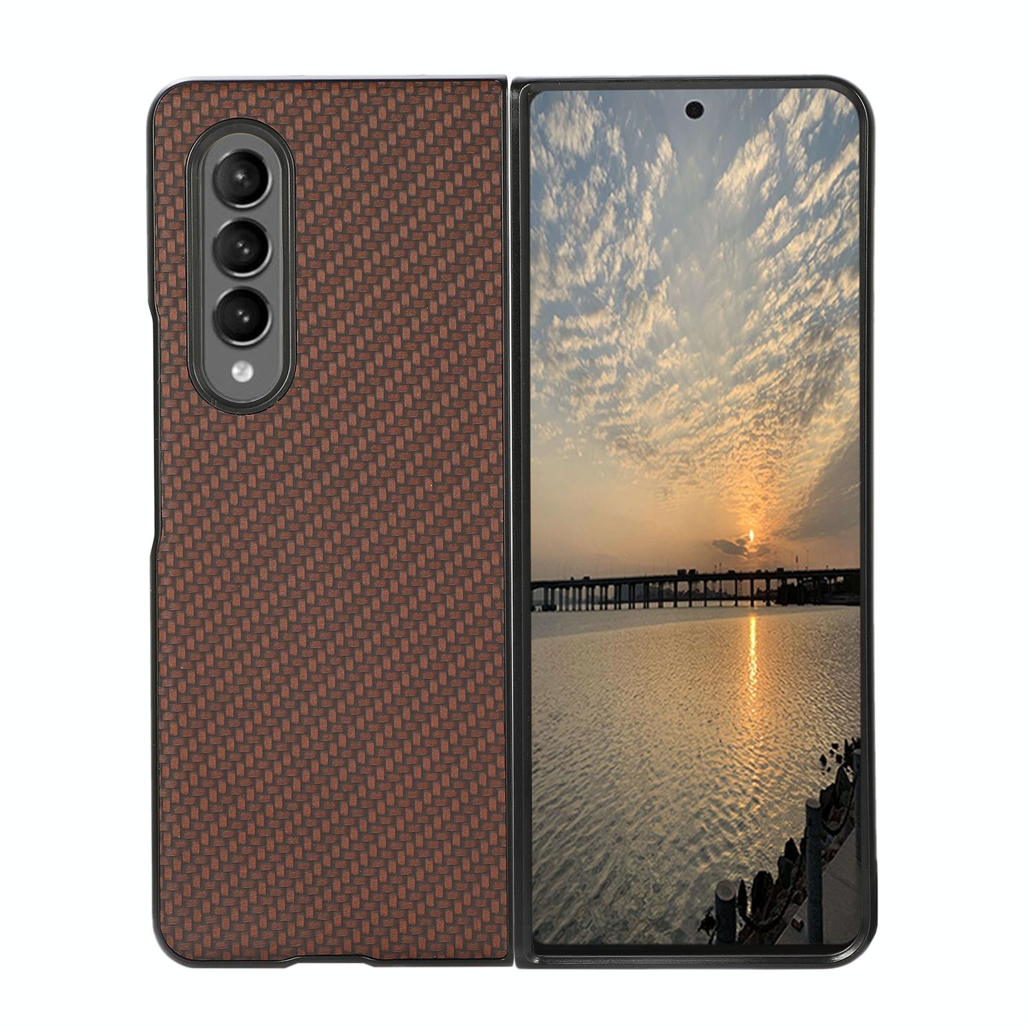 For Samsung Galaxy z Fold4 5G Carbon Fiber Texture Leather Phone Case - Pu Material - Blue 13