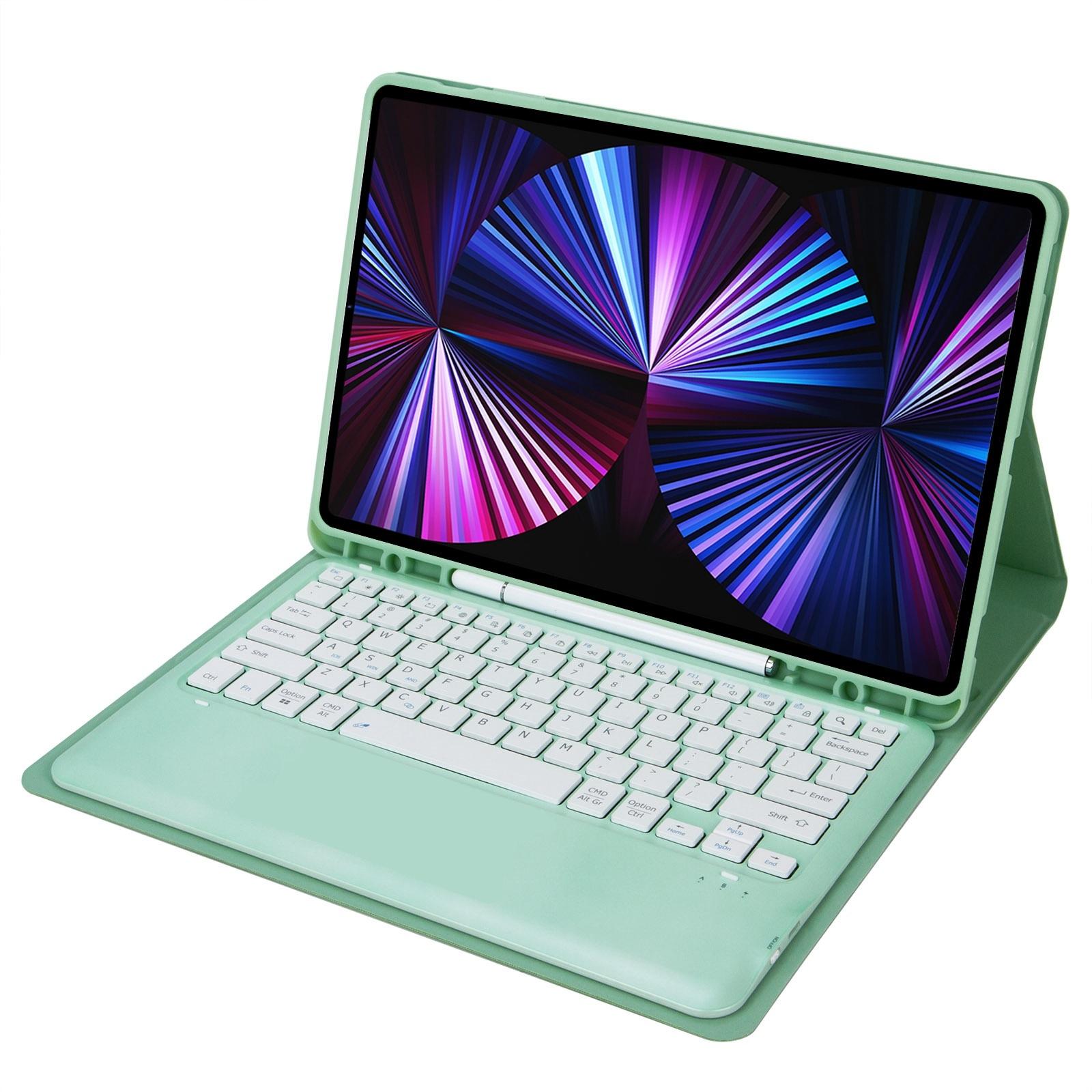 Detachable Bluetooth Keyboard Leather Case For Ipad Pro 12.9 2021 / 2020 / 2018 With Pen Slot - Dark Green 5
