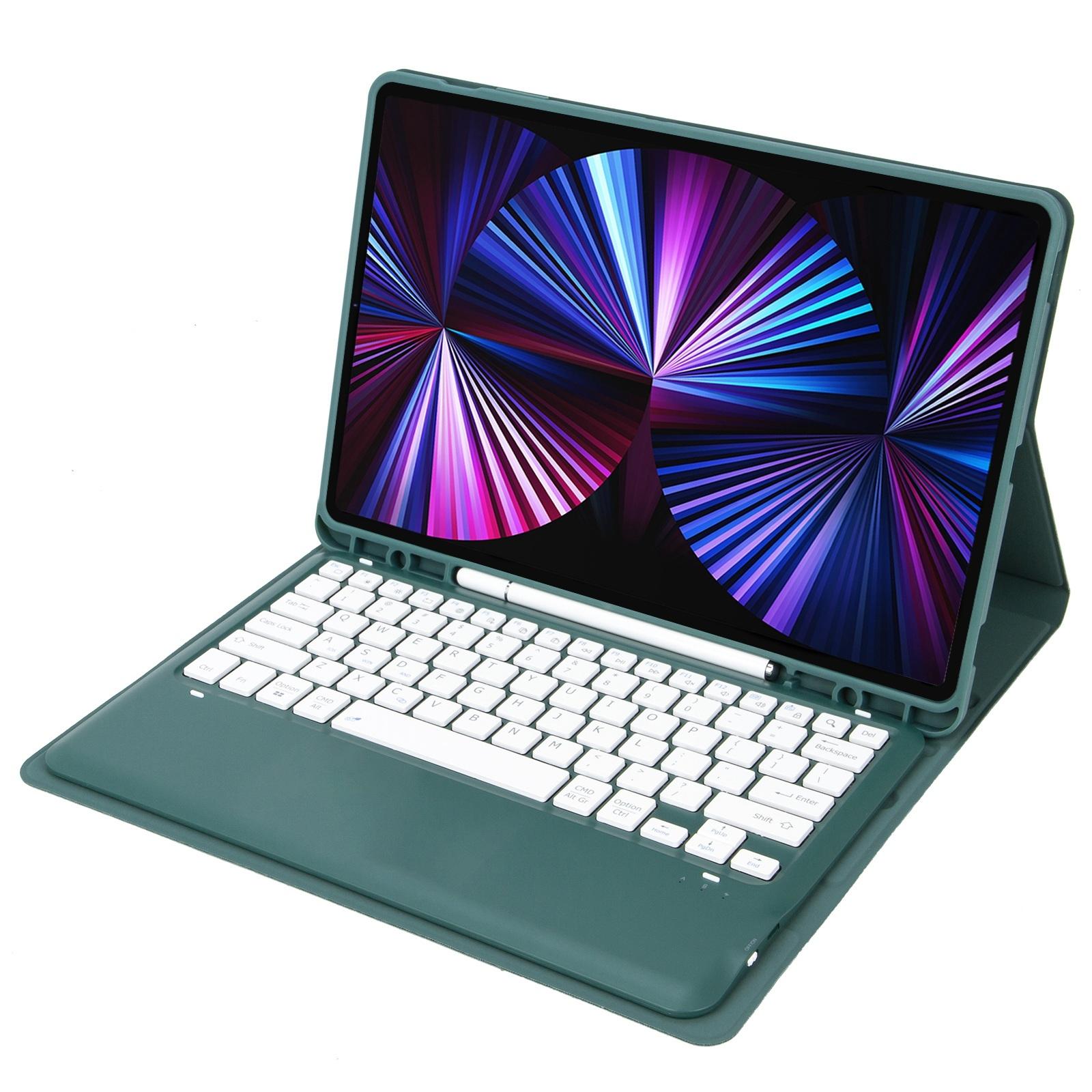 Detachable Bluetooth Keyboard Leather Case For Ipad Pro 12.9 2021 / 2020 / 2018 With Pen Slot - Dark Green 14