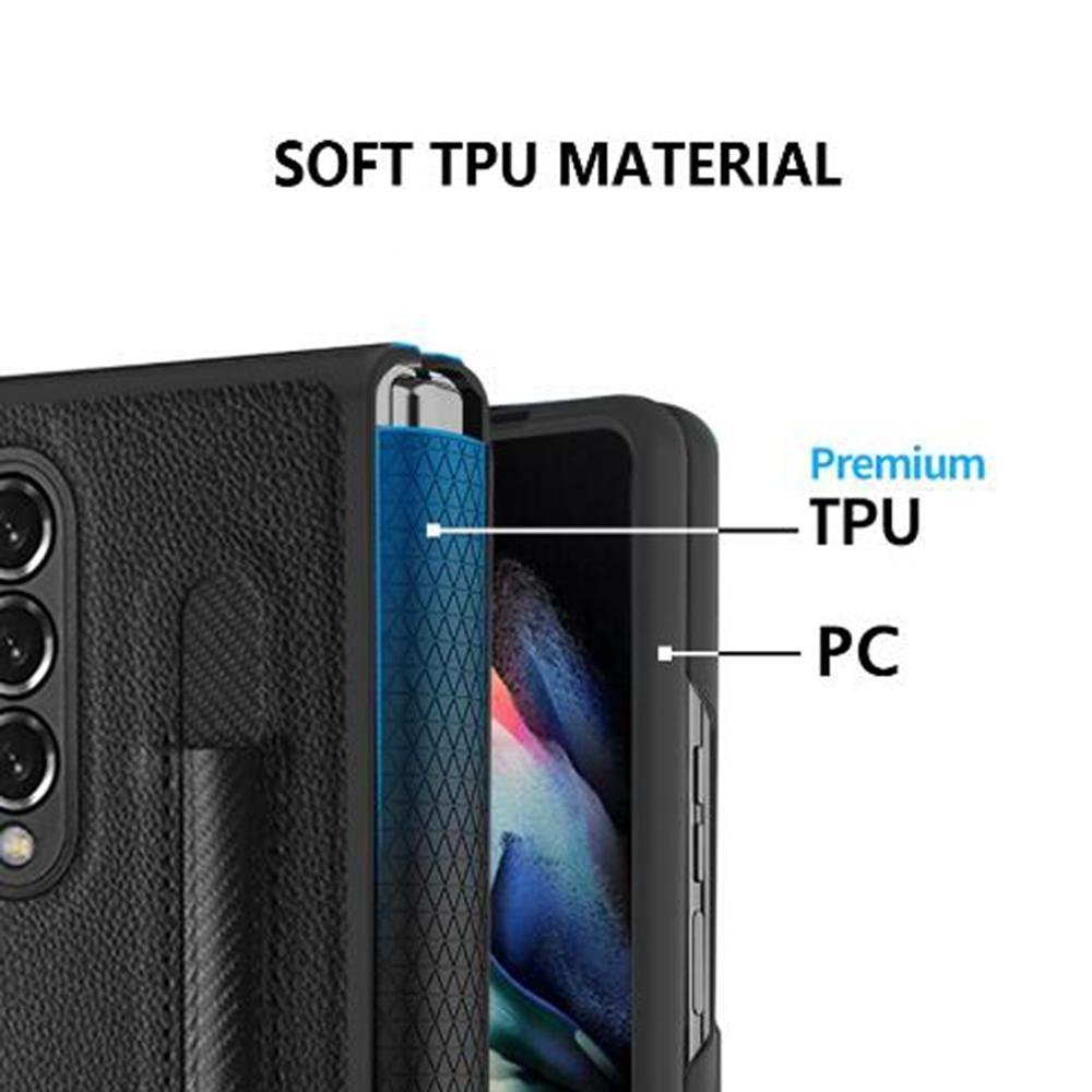 For Samsung Galaxy Z Fold4 5G Litchi Texture Hinge Case - Brown 4