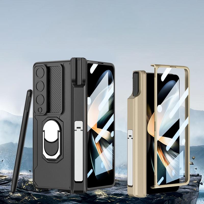 For Samsung Galaxy Z Fold4 5G Magnetic Phone Case With Pen Holder - Foldable - Champagne Gold 3