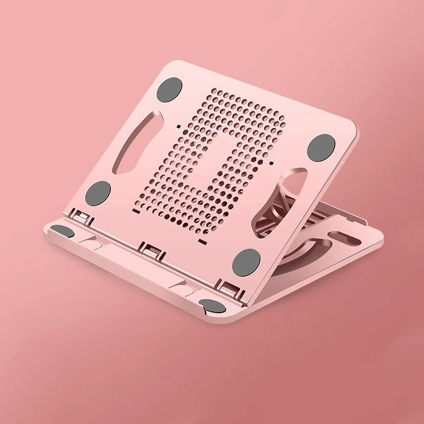 Adjustable Laptop Cooling Stand - Foldable Design - Pink 11