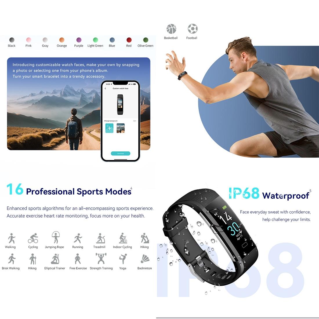 Waterproof Fitness Tracker Watch With Heart Rate Monitor - Blue 9
