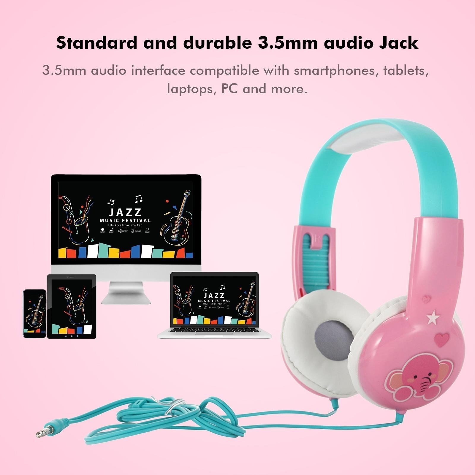 Portable Children'S Wired Headphones - Blue Red 5