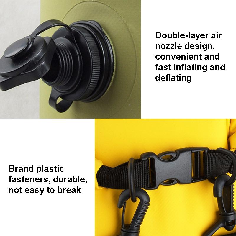 Waterproof Outdoor Rafting Backpack Inflatable Swimming Tote Bag For River Tracing And More - Bean Green 7